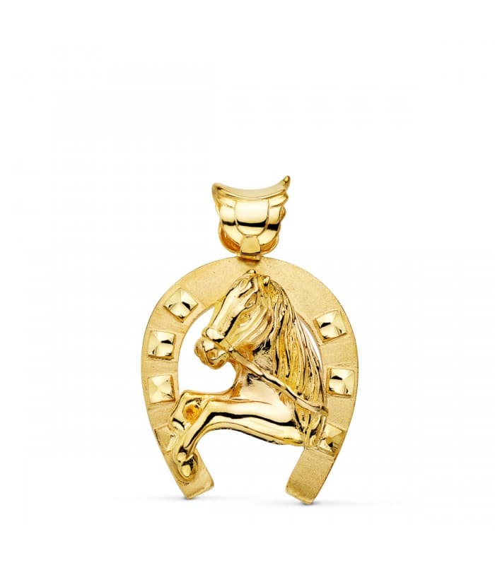 Glücksbringer-Anhänger mit Pferd und Hufeisenmotiv  40 mm | Herrenschmuck