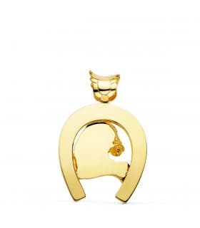 Pendentif Fer à Cheval Silhouette Cheval Or 18K 40mm