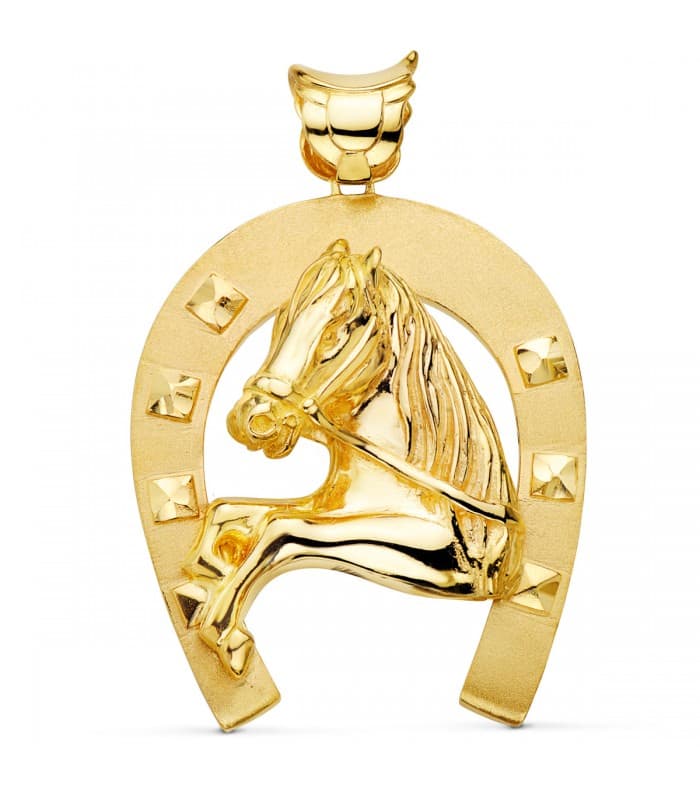 Pendentif fer à cheval silhouette Cheval Or 18K 60mm