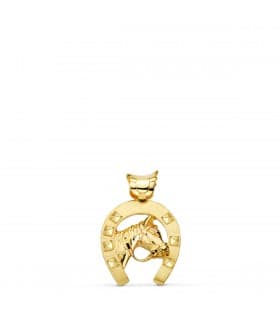 Pendentif Fer à Cheval avec Cheval Or 18K 23 mm