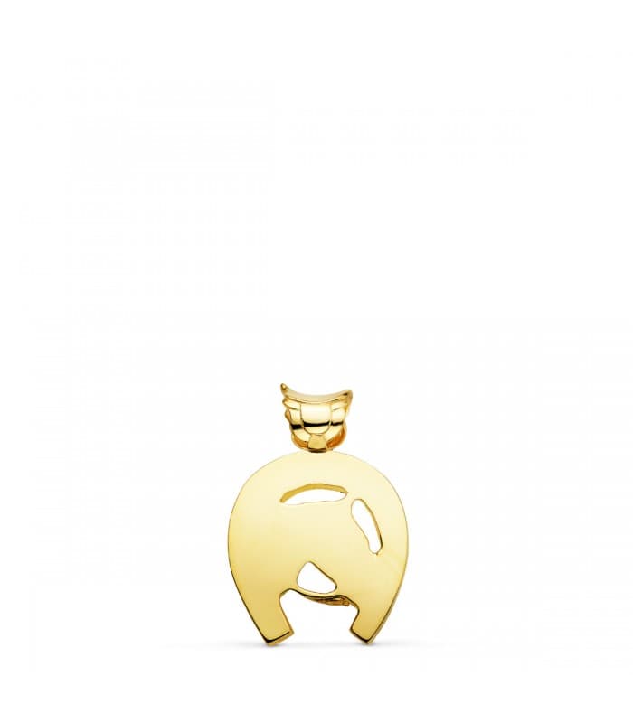 Pendentif Fer à Cheval avec Cheval Or 18K 25 mm