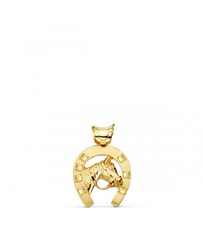 Pendentif Fer à Cheval avec Cheval Or 18K 25 mm