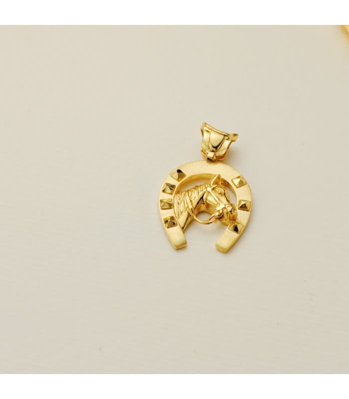 Ciondolo Ferro di cavallo con testa oro 18kt 25 mm