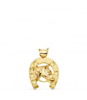 Pendentif Fer à Cheval avec Cheval Or 18K 29 mm