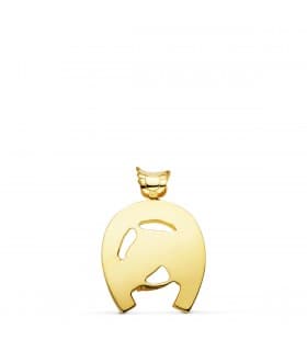 Pendentif Fer à Cheval avec Cheval Or 18K 29 mm