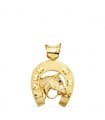Ciondolo Ferro di cavallo con testa oro 18kt 36 mm