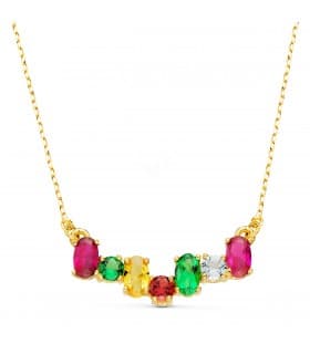 Collier Pierres Multicolore Or Jaune 18K
