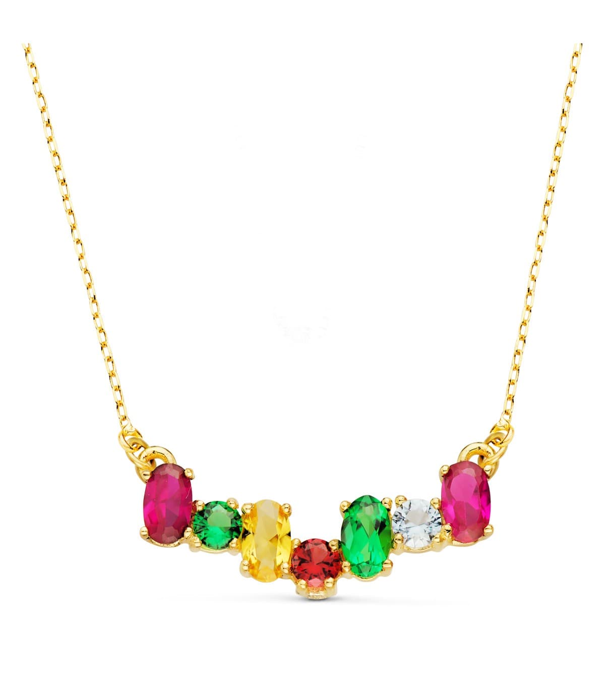 Collier Pierres Multicolore Or Jaune 18K