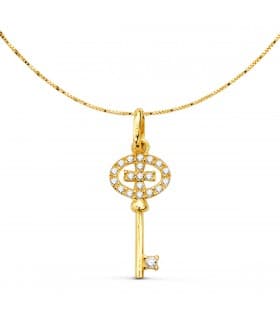 Collar Secret Oro Amarillo 18K | colgante llave con cadena