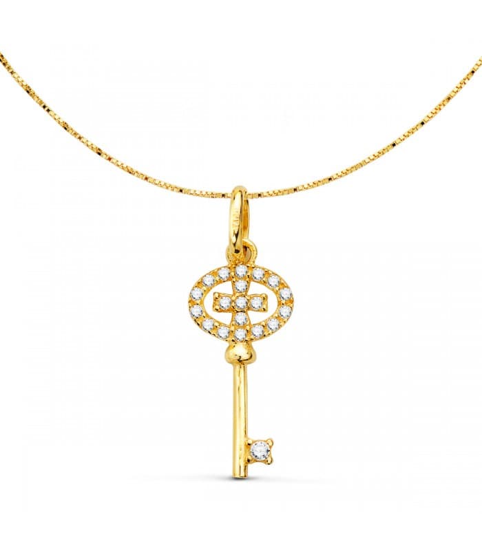 Collar Secret Oro Amarillo 18K | colgante llave con cadena