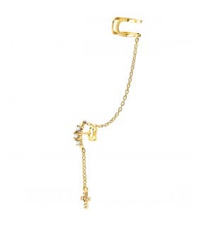 Pendientes con cadena de oro amarillo y cruz