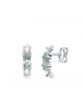 Pendientes Novia Supernova Oro blanco Topacio Azul | pendientes de novia pequeños originales sencillos| piedras semipreciosas