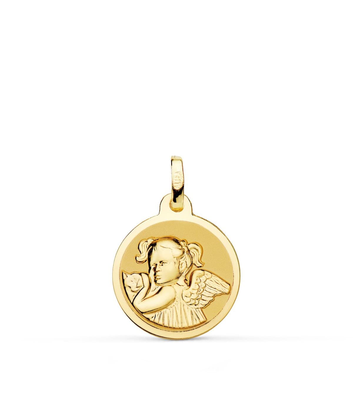Medalla Niña Ángel Oro 18K 14mm Brillo - comprar joyas de bebe online