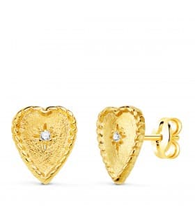 Pendientes Corazón Oro 18K Glam Bolitas | pendientes de moda, comprar online pendiente de mujer