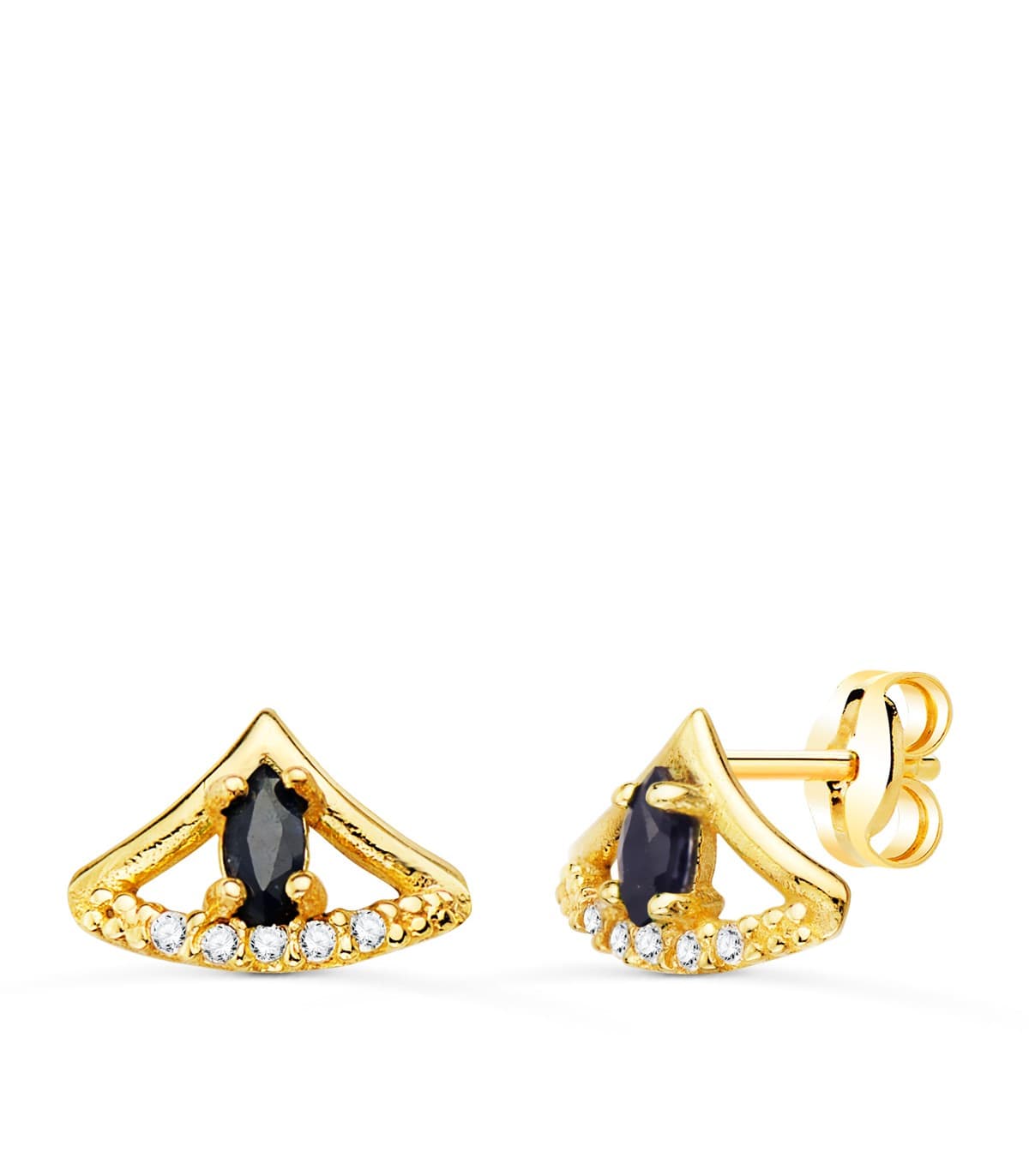 Pendientes Picco Oro Amarillo 18K Zafiro | joyería online | pendientes abanico| piedras preciosas