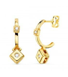 Pendientes Aros Diamantes 0.056 Qtes. OA 18K | pendientes de oreja con diamantes | aros colgantes | joyería online