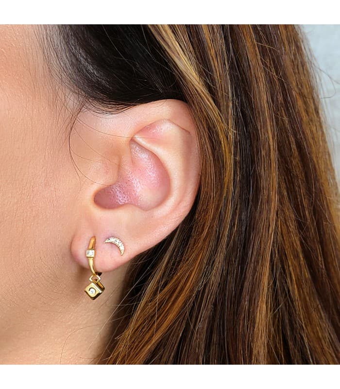 Pendientes Aros Diamantes 0.056 Qtes. OA 18K | pendientes de oreja con diamantes | aros colgantes | joyería online