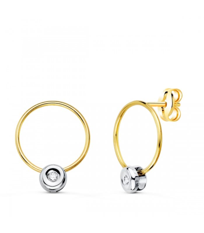 Pendientes Aros Diamantes 0.056 Qtes. OA 18K | pendientes de oreja con diamantes | aros colgantes | joyería online