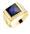 Anello chevalier uomo Ezechiele Oro giallo 18kt blu