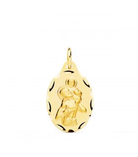 Medalla San Cristóbal Oro 9K 20mm Tallada Oval