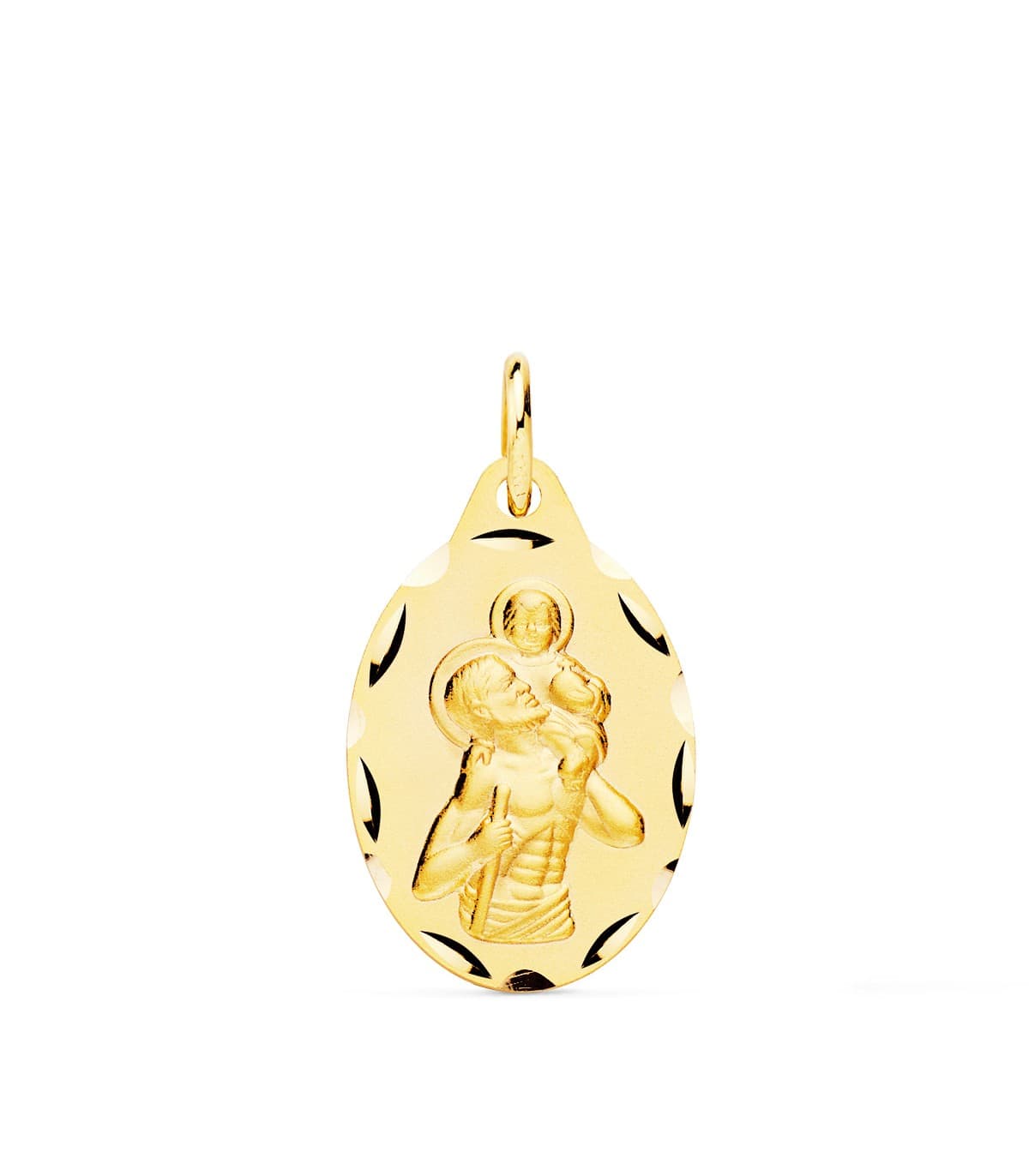 Medalla San Cristóbal Oro 9K 20mm Tallada Oval