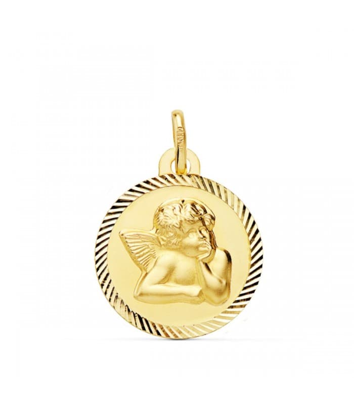 Medalla Ángel Querubín Oro Amarillo 18K 16mm Hélice | joyería online