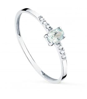 Anillo Garbo Oro Blanco 18K Aguamarina y Diamantes | anillos con piedras preciosas | joyería online