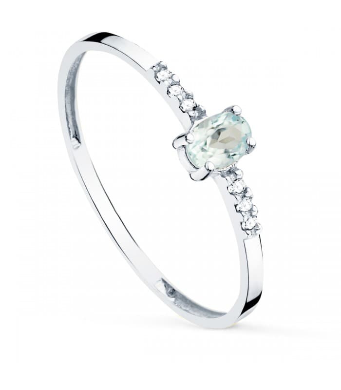 Anello Garbo oro bianco 18kt Topazio e diamanti