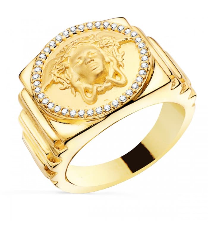 Sello Medusa Oro Amarillo 18K Estrías | joyería online | alta joyería
