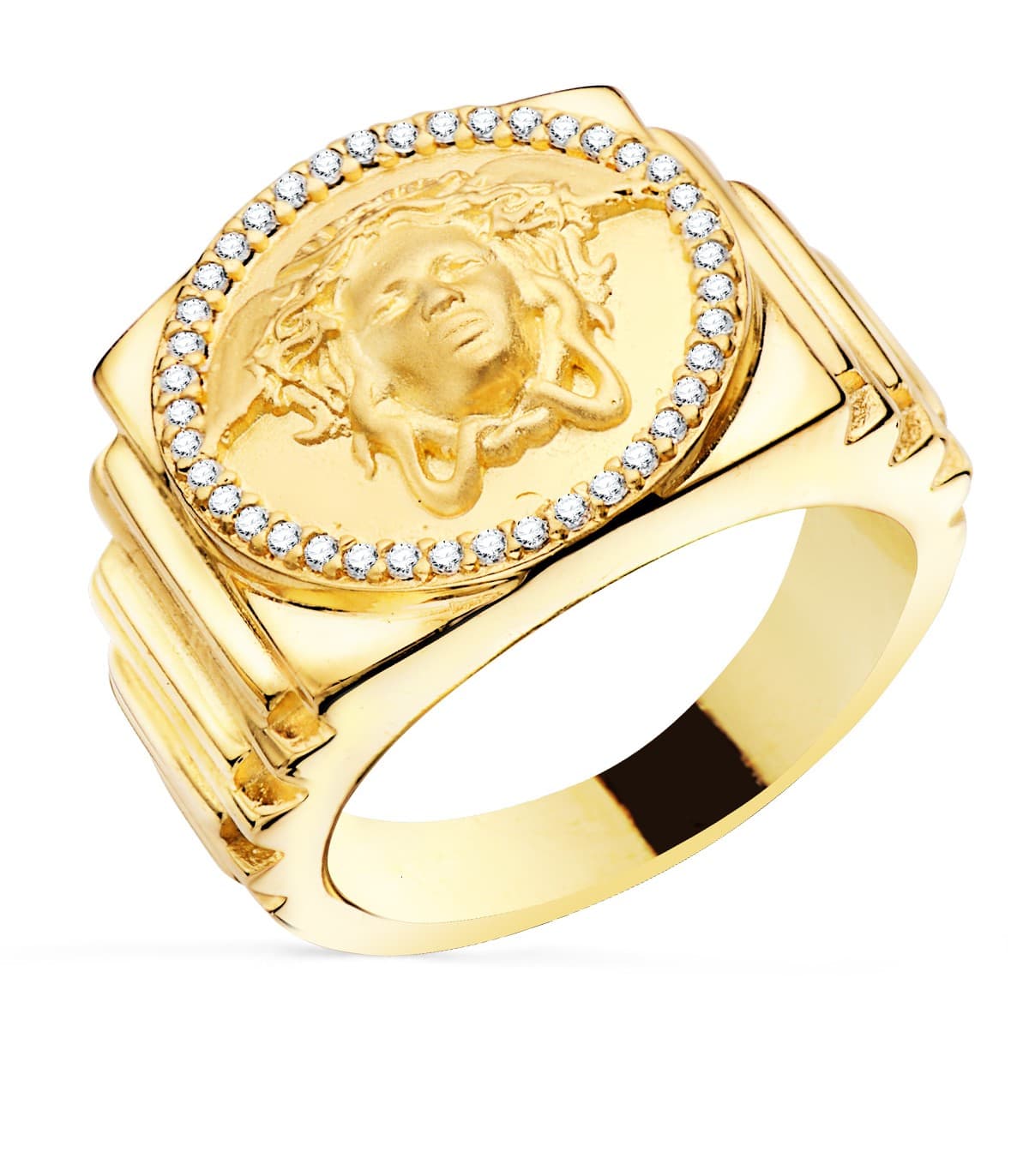 Sello Medusa Oro Amarillo 18K Estrías | joyería online | alta joyería