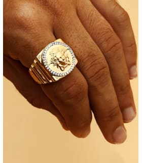 Sello Medusa Oro Amarillo 18K Estrías | joyería online | alta joyería