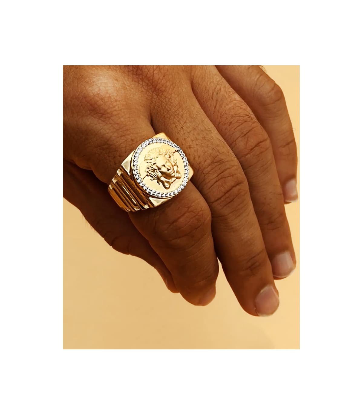 Sello Medusa Oro Amarillo 18K Estrías | joyería online | alta joyería