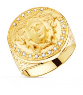 Sello Medusa Oro Amarillo 18K Greca | joyería online | alta joyería