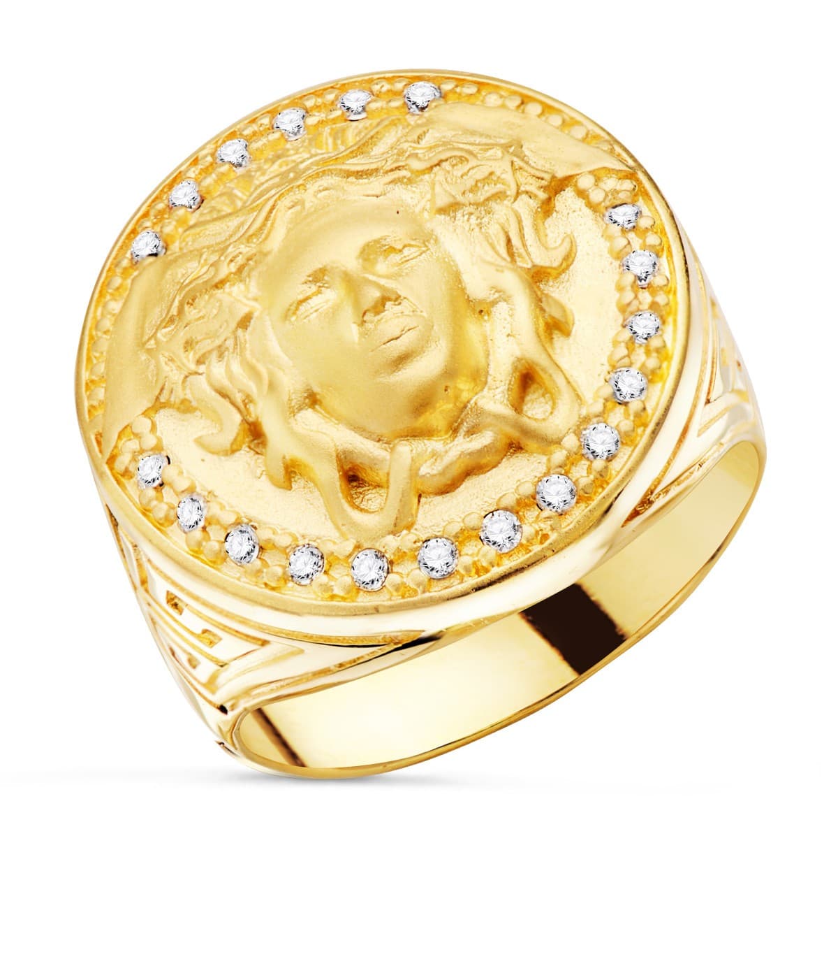Sello Medusa Oro Amarillo 18K Greca | joyería online | alta joyería