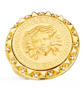 Chevalière Médaille Méduse Grecque Or Jaune 18K