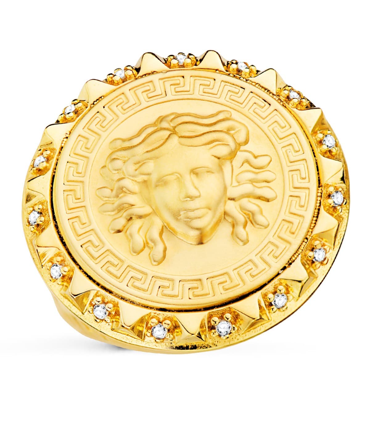 Sello Medusa Oro Amarillo 18K Greca | joyería online | alta joyería
