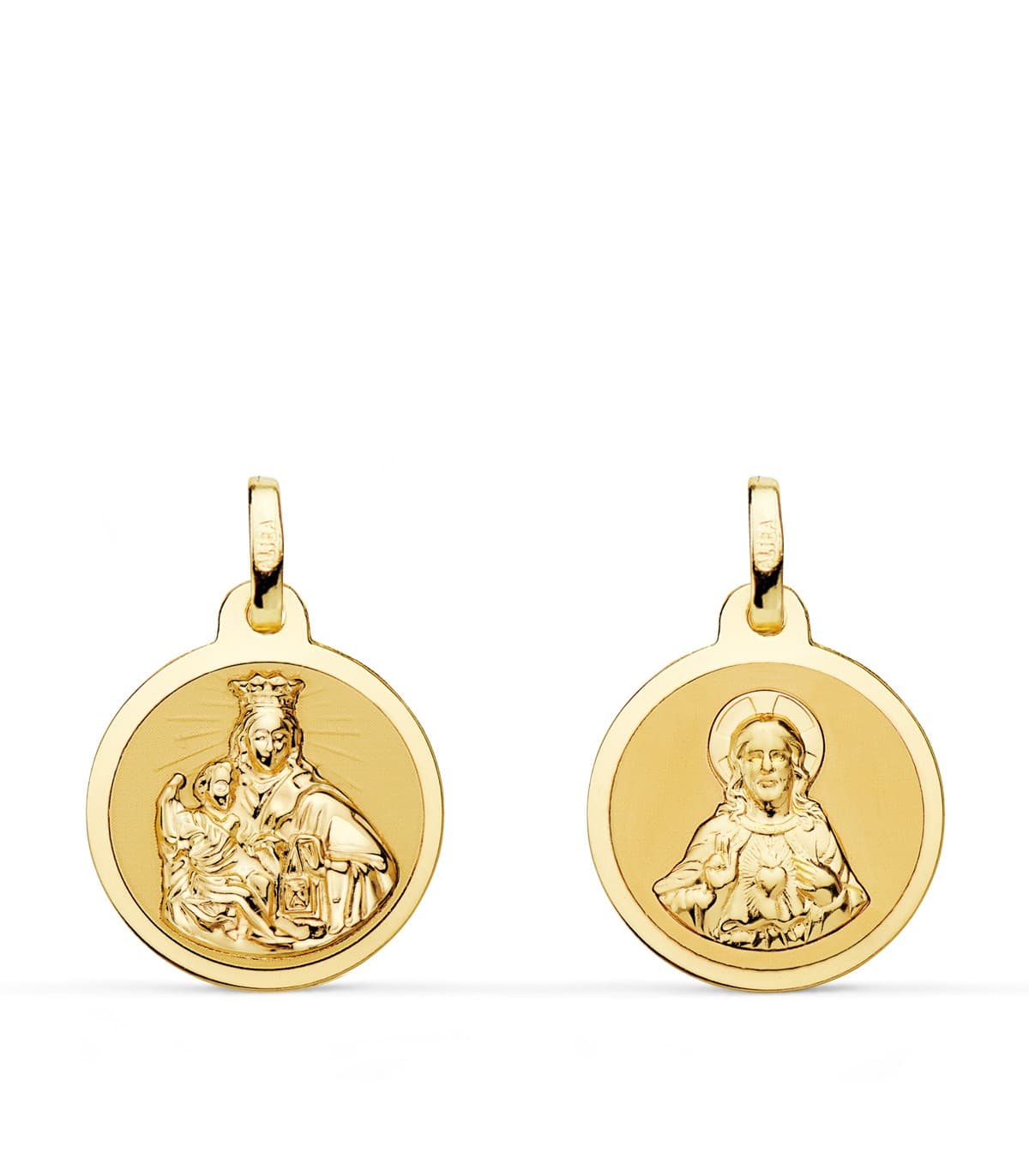 Madonna del Carmine e Sacro Cuore scapolare lucido 16mm - Medaglie sacre e cattoliche.