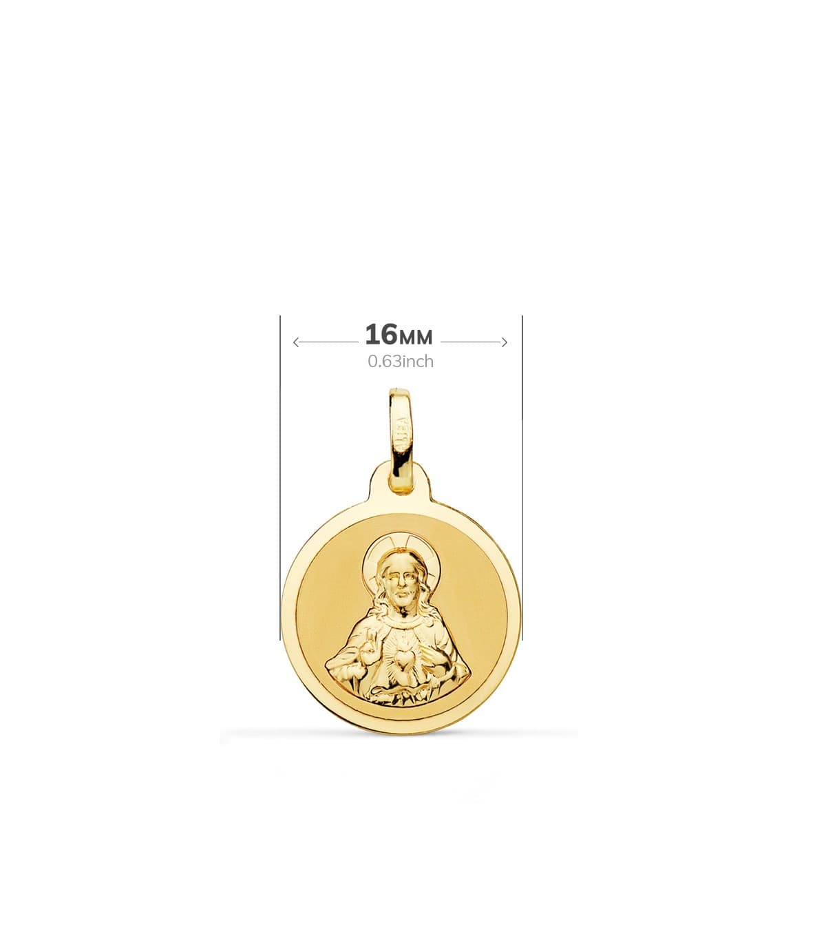 V. du Mont Carmel et C. Jésus Or 18K Scapulaire Brillant 16 mm