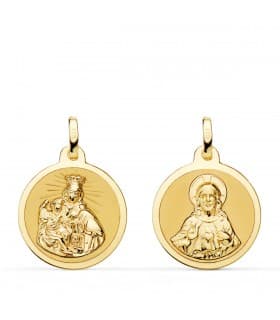 V. Carmen y C. Jesús Oro 18K Escapulario Brillo 18mm | joyería online