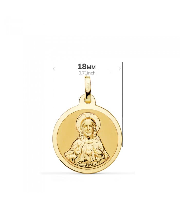 V. Carmen y C. Jesús Oro 18K Escapulario Brillo 18mm | joyería online