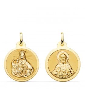 V. Carmen y C. Jesús Oro 18K Escapulario Brillo 20mm | joyería online