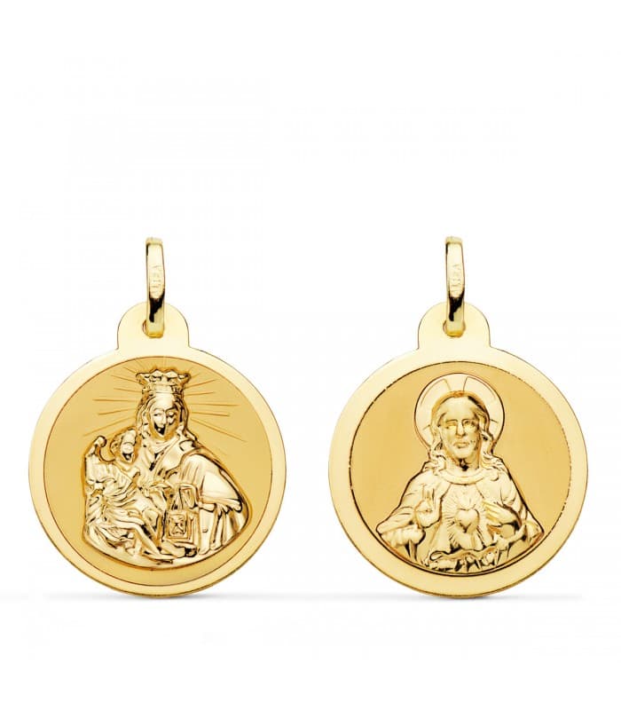 V. Carmen y C. Jesús Oro 18K Escapulario Brillo 20mm | joyería online