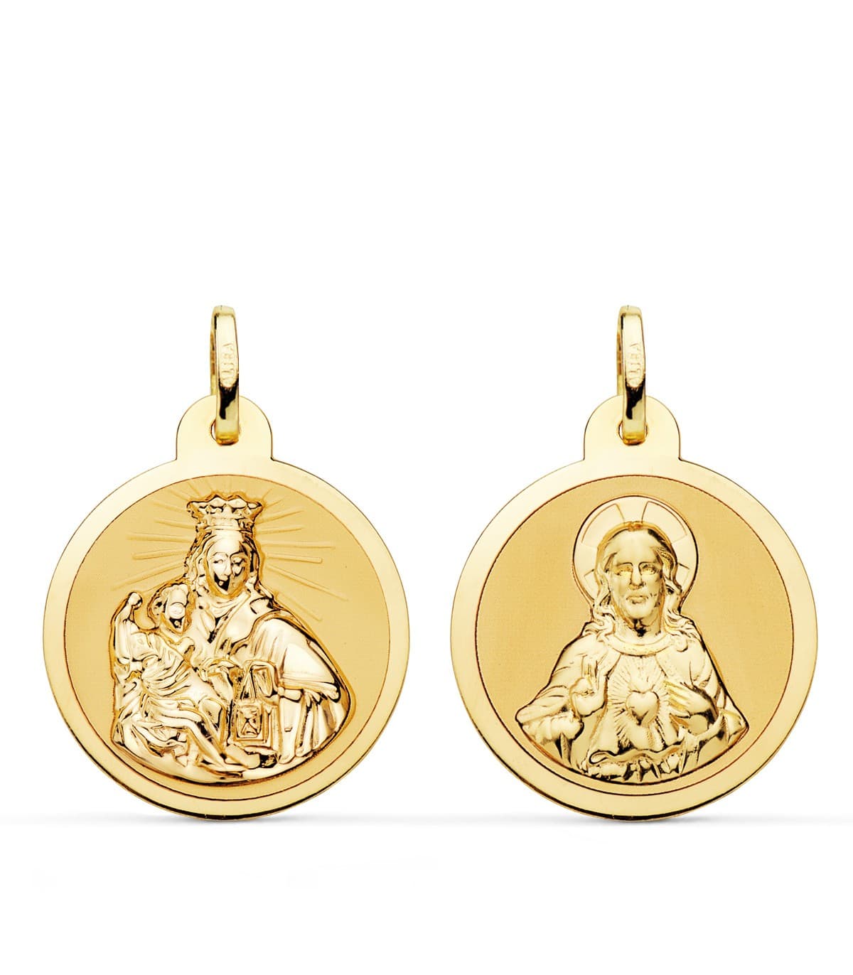 V. Carmen y C. Jesús Oro 18K Escapulario Brillo 22mm | joyería online