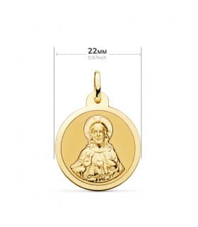 V. Carmen y C. Jesús Oro 18K Escapulario Brillo 22mm | joyería online