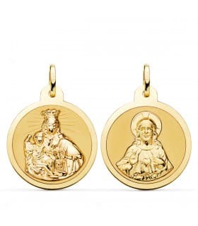 V. Carmen y C. Jesús Oro 18K Escapulario Brillo 24mm | joyería online
