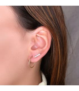 Orecchini lobo lunghi a forma di barretta Oro 18Kt, per donna, piercing orecchio o ragazza