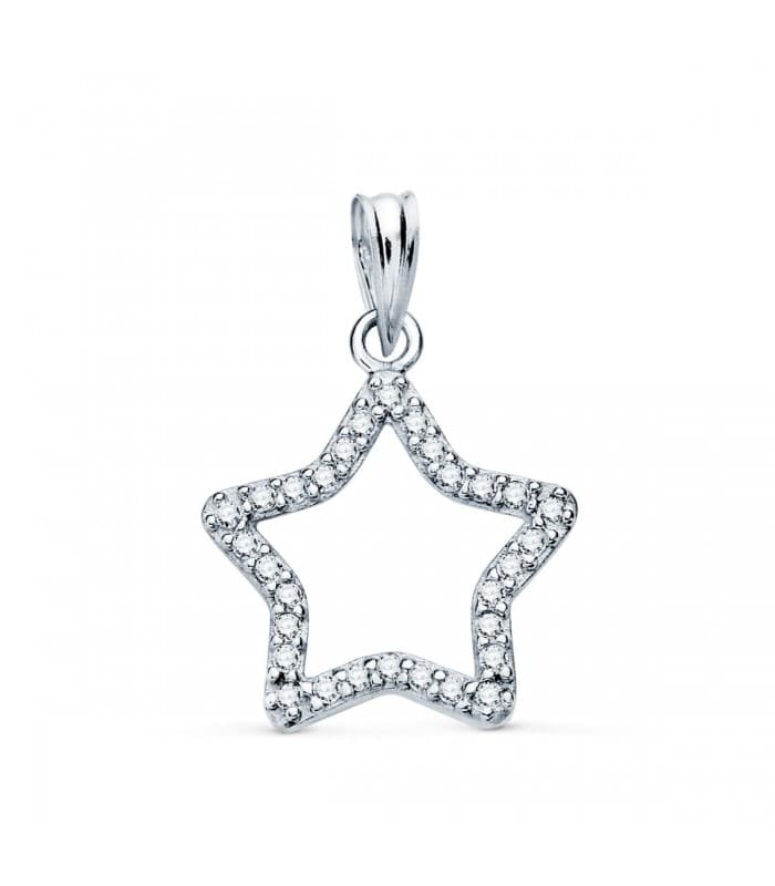Colgante de oro blanco estrella