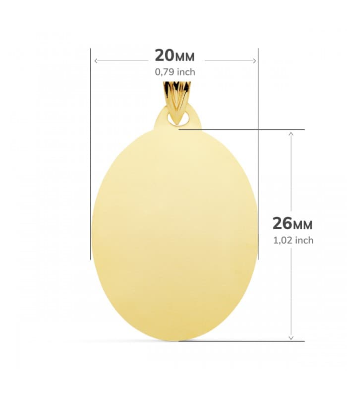 Médaille Ovale Brillante Or 18K 26mm - Bijoux Personnalisées