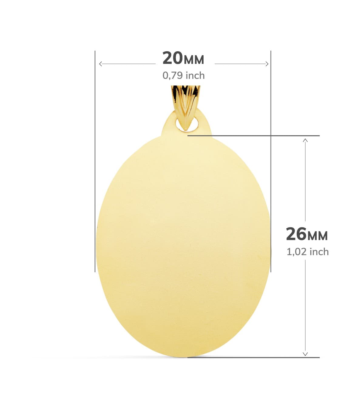 Chapa Oval Brillo Oro 18K 26mm grabado personalizado fotografia