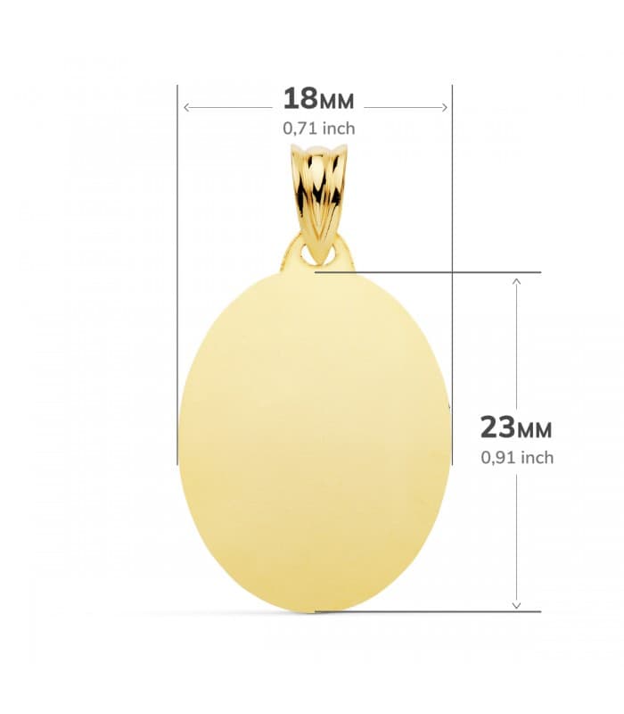 Médaille Ovale Brillante Or 18K 23mm -  - Bijoux Personnalisées
